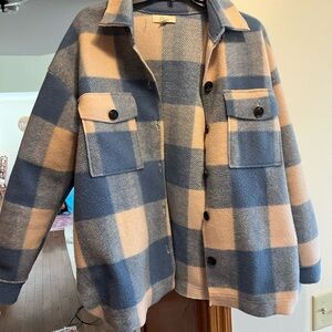 Blue and Beige Plaid Jacket